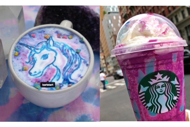 Unicorn Frappuccino VS latte