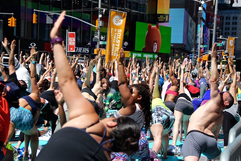 Solstice in Times Square yoga