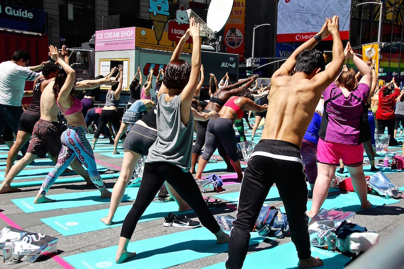 Solstice in Times Square yoga