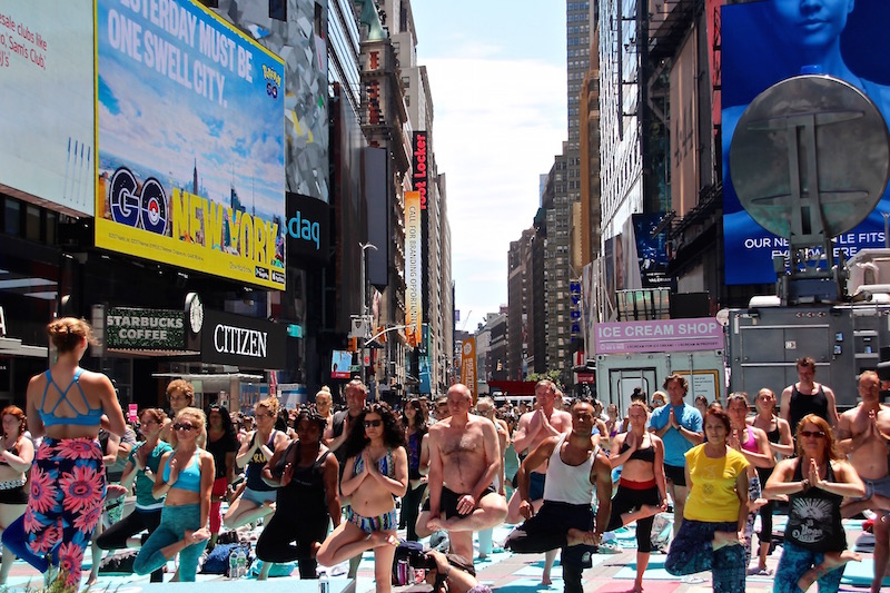 Solstice in Times Square yoga