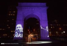 暗殺から50年 キング牧師最期のスピーチをワシントンスクエアパークで放送 キング牧師