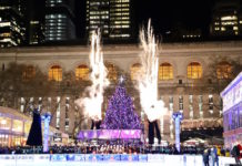 ブライアントパークのクリスマスツリーが点灯 Bryant Park tree-lighting