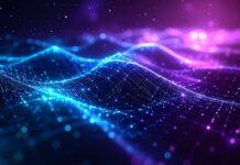 米エネ省、100論理量子ビット競争に2.15億ドル──量子コンピューター開発支援が「成果報酬」型へ Abstract quantum computing network visualization