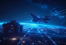 米陸軍、AI戦術情報システムを量産へ パランティア・アンドゥリルに1.92億ドル data streams connecting a satellite, a high-altitude aircraft, and a ground vehicle