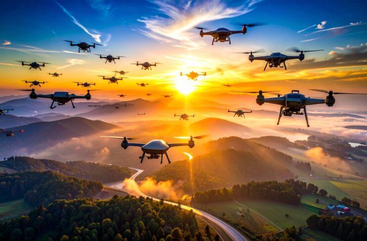 米国防総省の「ドローン大量調達」第2戦──6万機を賭けたGauntlet IIの勝者 drones flying in tight coordinated formation