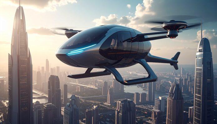 illustration of flying taxi illustration of flying taxi
