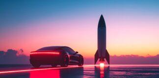 Tesla(TSLA)・SpaceX(SPCX)合併「実現する」――キャシー・ウッド、年内発表説を支持 rocket and car